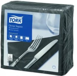 Szalvéta Tork Dinner, fekete (39x39cm) 150 lap/csomag