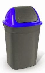 Szemetes billenőfedeles műanyag, 50 literes,antracit-kék (420x345x680mm)
