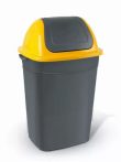   Szemetes billenőfedeles műanyag, 50 literes,fekete-sárga (420x345x680mm)