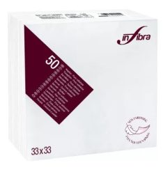 Szalvéta 2 rétegű, 33x33cm, fehér 50 lap (36 csomag/karton) Infibra